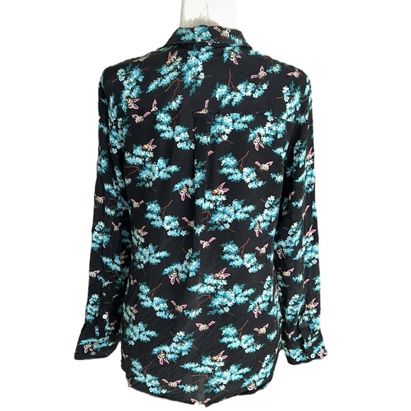 J. Crew Silk Botanical Bees Printed Button Down Blouse - 6 - Picture 8 of 14